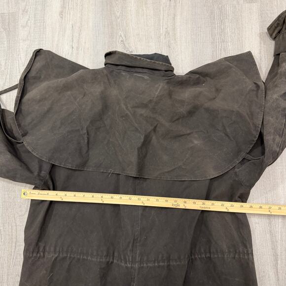 Vintage Kuver Mebum Duster Oil Skin Coat Men Large Black Faded Western by Abetta - Picture 9 of 10